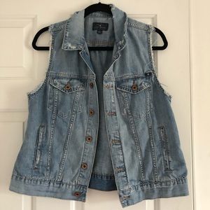Lucky brand distressed denim vest